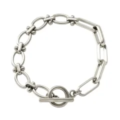 【シルバー × ワンサイズ】[Cream dot. クリームドット公式] ブレスレット レディース ステンレス製 金属アレルギー つけっぱなし サージカルステンレス オーバルチェーン リンキングチェーン MIXデザイン マンテル 存在感 大人のサムネイル