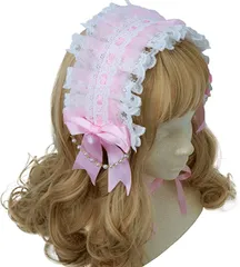 GTM Smith ヘッドドレス ロリィタ ゴスロリ ゴシック ヘアクリップ ドレスアクセ レース( ピンク)
