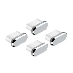 【特価商品】アルミ製 超耐久性 C充電穴キャップ 防塵 携帯Type 保護 コネクタカバー 防塵カバー キャップ スマートフォン用 Type-C 4個入り サムコス (シルバー) サムコス