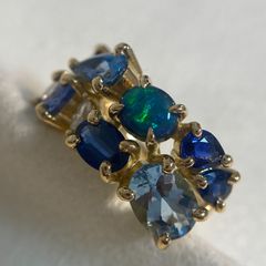 ブルー系天然石リング　K18 ブラックオパール0.617ct　ダイアモンド0.12ct　その他3.66ct　＃12