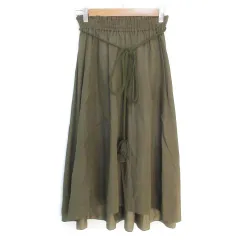 イエナ IENA フレアスカート ロング丈 マキシ丈 リボン付き 無地 36 S カーキ /FF21
