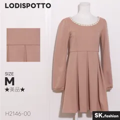 ★美品★ LODISPOTTO ロディスポット ワンピース 膝上丈 長袖 プリーツ シンプル かわいい 　ピンク　 【H2146-00】 送料無料　古着　レディース