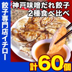 【神戸 名物餃子】 神戸味噌だれ餃子 2種食べ比べセット（計60個）【定番餃子 & しょうが餃子】 冷凍 生餃子 ぎょうざ ギョーザ 工場直送  神戸土産 神戸グルメ 大容量 業務用 訳あり 餃子パーティー イチロー餃子  敬老の日 お歳暮 ギフト