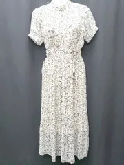 ◇ archives アルシーヴ 花柄 フラワー 半袖 膝下丈 ワンピース サイズF アイボリー ブラック系 レディース P  【1406110005550】