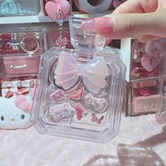 No.229   アクリル小物ケース　香水　トラベル　ケース　クリア　ミルキーリボン　レジンデコ　ハート　リボン　パステルカラー　推し活グッズ　Teahandmade