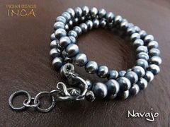 ナバホパール ネックレス 6mm シルバー925 インディアンジュエリーINCA 