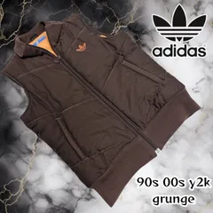 adidas アディダス 00s トレフォイル ロゴ 刺繍  サイズ M ベスト 中綿ベスト フルジップ フェイクスエード 切替 y2k