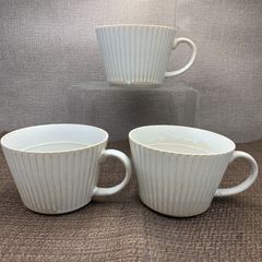 【３コ】華蝶扇 スープカップ ホワイト オシャレ カフェ風 シンプル  コーヒー