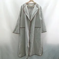 ■ ⊇ Andemiu アンデミュウ スリット加工 長袖 ノーカラーロングコート サイズF ベージュ ブラウン レディース E  【1409240015031】のサムネイル