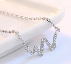 波形 S925 シルバー925 ネックレス 保存袋付き ジルコン