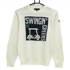 キャロウェイ セーター 白×ネイビー ゴルフカート ウール混 ニット  レディース M ゴルフウェア Callaway