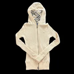 BURBERRY バーバリー ブルーレーベル　ニットパーカー 白 ホワイト フルジップ  上着 アウター レディース サイズ38 Mサイズ