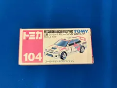 トミカ No.104 三菱 ランサー エボリューション WRCタイプ 赤箱 ロゴ青字 中国製 トミー