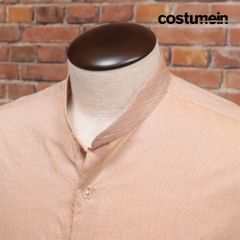 costumein/48サイズ/BIGシルエット シャツ VALENTINO 綿ドビー バイアス柄 バンド襟 イタリア製 長袖 新品/ピンクベージュ/kc405/