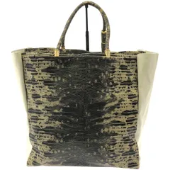 LANVIN ランバン リザードエンボスバイカラートートバッグ  ホワイト ベージュ