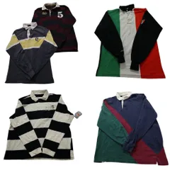 古着卸 まとめ売り ラガーシャツ 長袖Tシャツ 5枚セット (メンズ M /L /XL ) ボーダー マルチカラー トミーヒルフィガー 中古 古着 NC0426