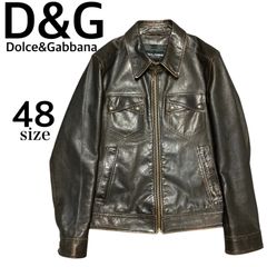 m10 DOLCE&GABBANA ドルチェアンドガッバーナ ドルガバ ディーアンドジー カンガルー レザー ヴィンテージ 加工 クロスポケット ライダース レザージャケット サイズ48 メンズ Lサイズ