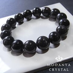 [beads591]スキャポライト（ブラック）12mm ブレスレット 16粒（天然石/ビーズ）
