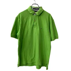 TOMMY HILFIGER 半袖 ポロシャツ L イエローグリーン トミーヒルフィガー 鹿子 トップス コットン 古着卸 アメリカ仕入 a708-5405