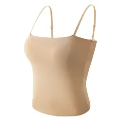 美ラインカップ付き ブラトップ クロップド丈 レディース 肩紐調整 ブラキャミ 一端型パッド トレンド 年中使える インナー 美胸 快適 黒 白 茶 rr-017
