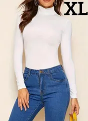 【新品】ちょっと大きめレディース ハイネック長袖Tシャツ