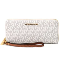 マイケルコース 財布 MK MICHAEL KORS コーティングキャンバス レザー アコーディオン ジップ アラウンド リストレット 長財布 バニラホワイト 35F8GTVT3B
