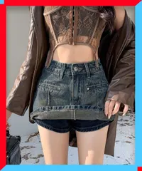 新品 デニムスカパン キュロットスカート韓国風 台形スカート着やせ キュロット デニム カッコイイボトムス