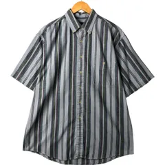古着 エディーバウアー Eddie Bauer 半袖 ボタンダウン ストライプシャツ メンズL相当/eaa561081