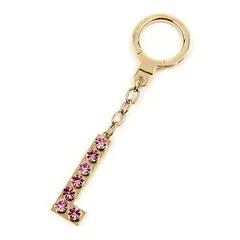 新品 ケイトスペード kate spade キーホルダー JEWELED L INITIAL ピンク