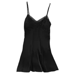 スリップ ネグリジェ ランジェリー インナーワンピース サテン レース 花柄 セクシー かわいい ひざ上丈 ペチコートパッド付 肩紐調節 黒 白 赤 su-006