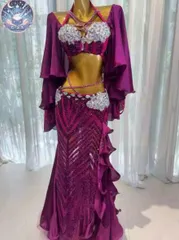 美品⭐︎ベリーダンス衣装⭐︎ブラベルト＆スカート付き ベリーダンス衣装 Belly Starsブラ&ベルト 2208S・クリアー（M-L）