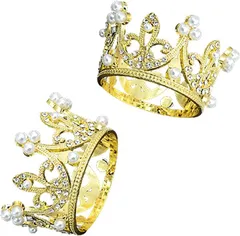 シンプルチョコ ティアラ 王冠 プリンセス 2個セット 子供 おもちゃ tiara ヘアアクセサリー(ゴールド２個)