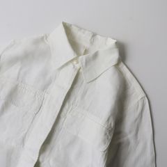 マーガレットハウエル MARGARET HOWELL リネン 比翼ボタン ブラウス 2/ホワイト トップス 長袖 ポケット付き【2400013546607】