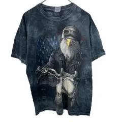 GILDAN 半袖プリントTシャツ L ブラック タイダイ ギルダン プルオーバー アニマルプリント 古着卸 アメリカ仕入 a705-6419