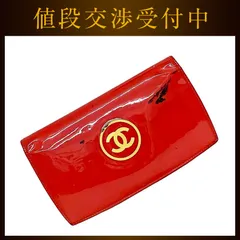 【正規品】CHANEL 二つ折り財布 レッド エナメル CHANEL◇2つ折り財布/エナメル/RED/レディース : セカンド