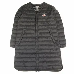 ダントン DANTON ナイロン ライト ダウン コート ミドル丈 ノーカラー カラーレス インナーダウン ジャケット ロゴ パッチ ブルゾン アウター 34/S 黒 ブラック 17A-KW-003 △G61 レディース