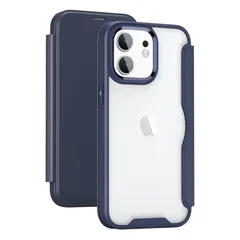 YUYIB iPhone 11 ケース 6.1" 手帳型 背面 クリア 透明 高級なPUレザー+PCパネル+TPUバンパー マグネットが内蔵 衝撃吸収 軽量薄型 ブランド スマホケース iPhone11 ケース アイフォン11 手帳型 ケース (ブルー,  1