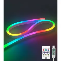 ShineBurky ledテープライト usb 5v 流れる RGB IP67防水 led ネオンチューブ リモコン付き テープ照明 取付簡単 間接照明 店の飾り テープライト 2m 虹色 0