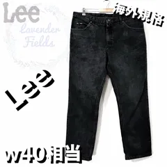 LeeブラックデニムパンツGパンw40リー大きいサイズパッチロゴ黒アメリカ古着