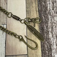 【 新品 未使用 送料無料 】ウォレット チェーン フェザー メンズ ストリート アメカジ  アンティーク アクセサリー