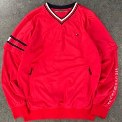 TOMMY HILFIGER GOLF トミーヒルフィガー トミーヒルフィガーゴルフ プルオーバー ジャケット Vネック 2way ロゴ刺繍 メンズ LL 大きいサイズ