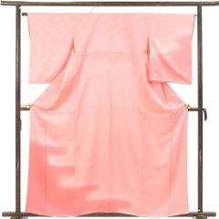 付下 身丈162cm 裄64cm 前幅23cm 後幅28.5cm 袖丈57cm 袖幅34cm レディース 袷 霞 裄Mサイズ 秋冬春用 正絹（シルク）ピンク 美品 リメイク リユース リサイクル【呉服のきくや】