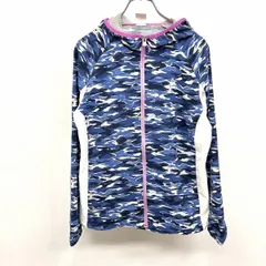 古着 ルコックスポルティフ le coq sportif 薄手 ジップジャケット パーカー 迷彩 長袖 ポリ100% L ネイビー×パープル×ホワイト 紺 レディース