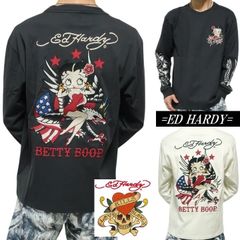 値下げOK】ED HARDYキメラ獣柄長袖カットソー XL ブラック USA製 