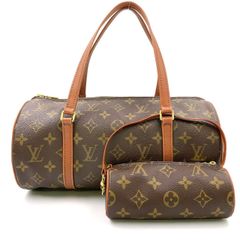 LOUIS VUITTON パピヨン30 モノグラム モノグラム 旧型 レザー×PVC ブラウン ハンドバッグ ゴールド M51365