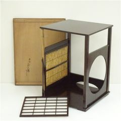 茶道具 即中斎好写 糸目 小袋棚 銀摘み 組み立式 炉 風炉用 紙箱