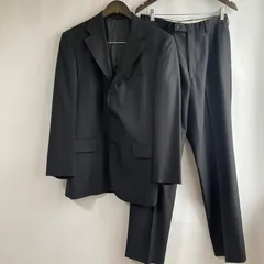 【良】ニューヨーカー　メンズ　スーツ　セットアップ　YA7 ブラック　シャドーチェック　ウール