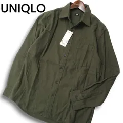 【新品 未使用】 UNIQLO ユニクロ 秋冬 長袖 フランネル シャツ Sz.M メンズ オリーブ