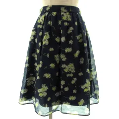 クミキョク 組曲 KUMIKYOKU スカート ミディ丈 花柄 ネイビー 紺 イエロー 黄色 2