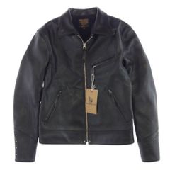 FINE CREEK LEATHERS ファインクリークレザー 5th LIMITED EDITION 5周年限定 Lindbergh リンドバーグ 茶芯 ホースハイド フルベジタブルタンニン レザー ライダース ジャケット ブラック【極上美品】【中古】